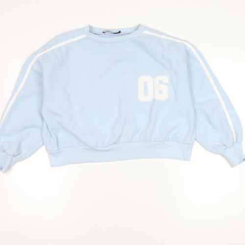Boohoo Women's Blue Crew Neck Logo Sweatshirt, M