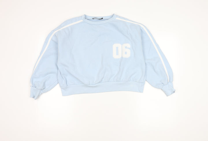 Boohoo Women's Blue Crew Neck Logo Sweatshirt, M