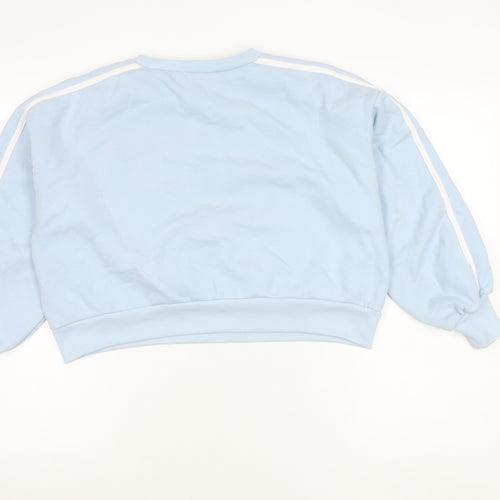 Boohoo Women's Blue Crew Neck Logo Sweatshirt, M