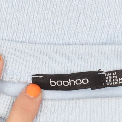 Boohoo Women's Blue Crew Neck Logo Sweatshirt, M