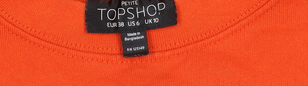 Topshop Women's Orange Crew Neck Sweatshirt, Size 10