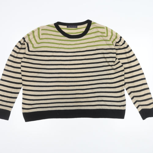 Marks and Spencer Women's Green Striped Pullover Jumper Size 14