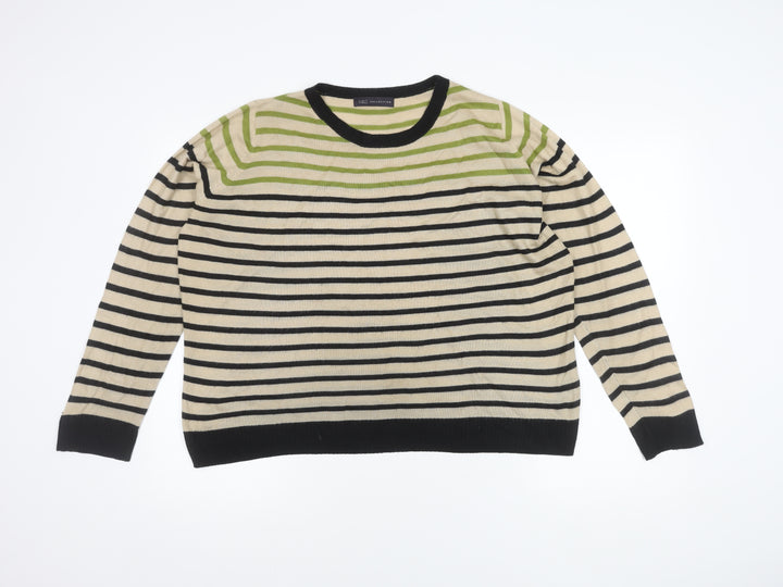 Marks and Spencer Women's Green Striped Pullover Jumper Size 14
