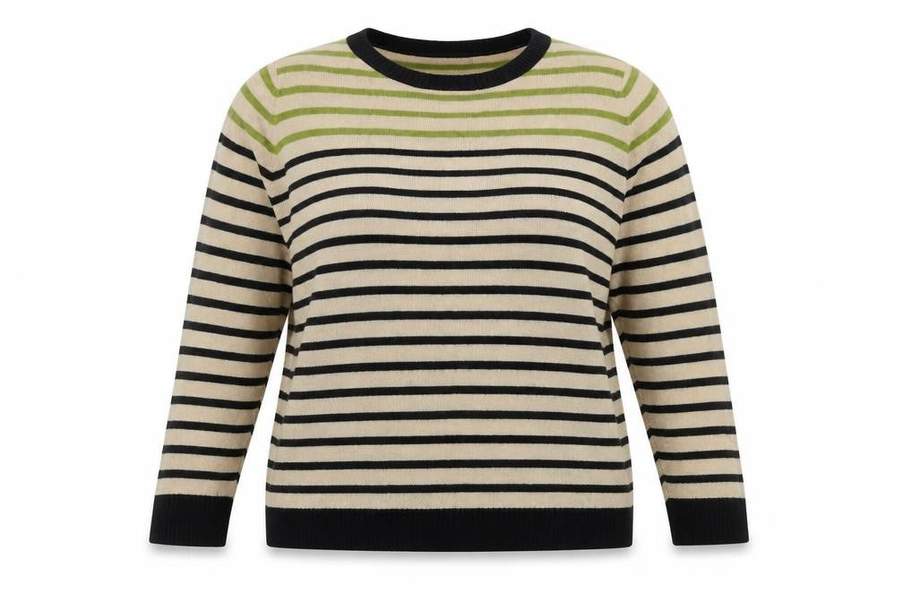 Front view of Marks & Spencer Women's Green Striped jumper, size 14