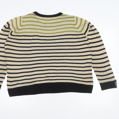 Marks and Spencer Women's Green Striped Pullover Jumper Size 14