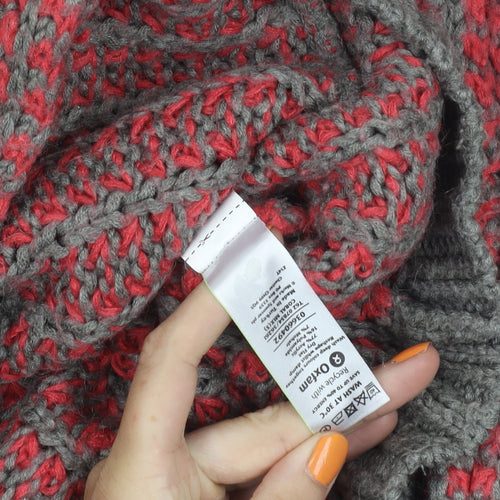 M&S Women Grey Striped Open Front Cardigan S