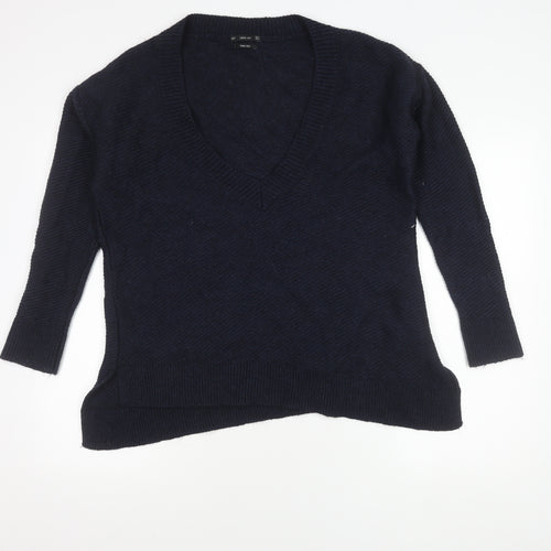 Zara Men's Blue V-Neck Jumper, Medium, Wool Blend