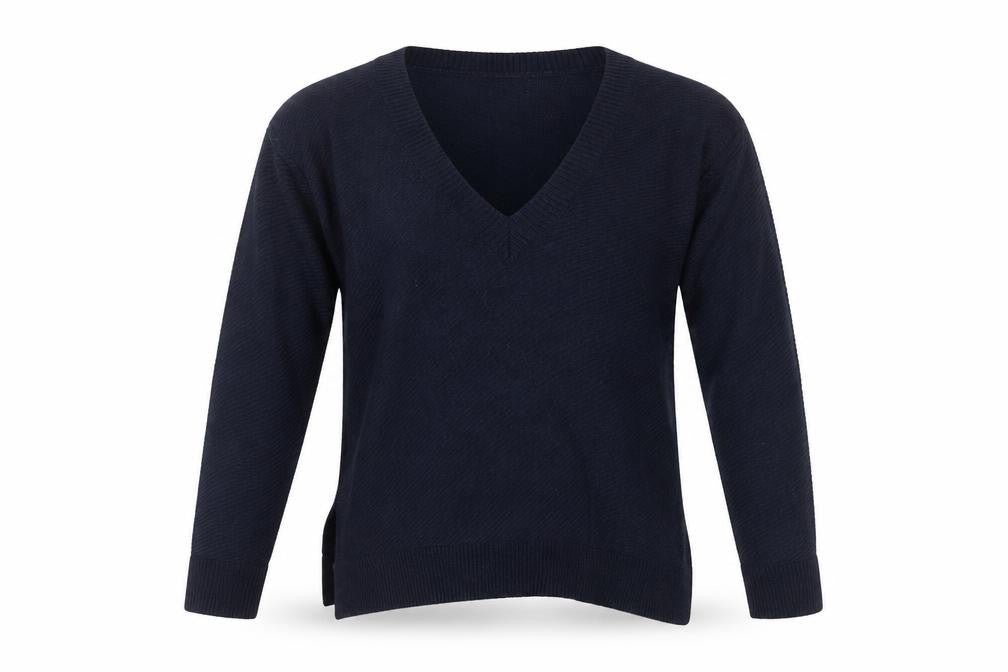 Front view of Zara Men's Blue V-Neck Jumper, Medium, Wool Blend