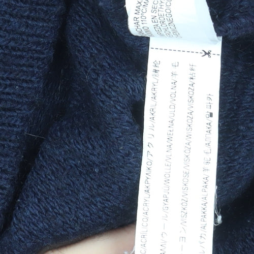 Zara Men's Blue V-Neck Jumper, Medium, Wool Blend