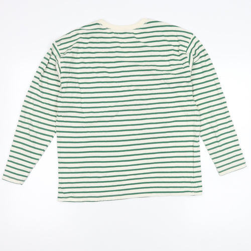 Stradivarius Women's Green Striped Long Sleeve T-Shirt XS