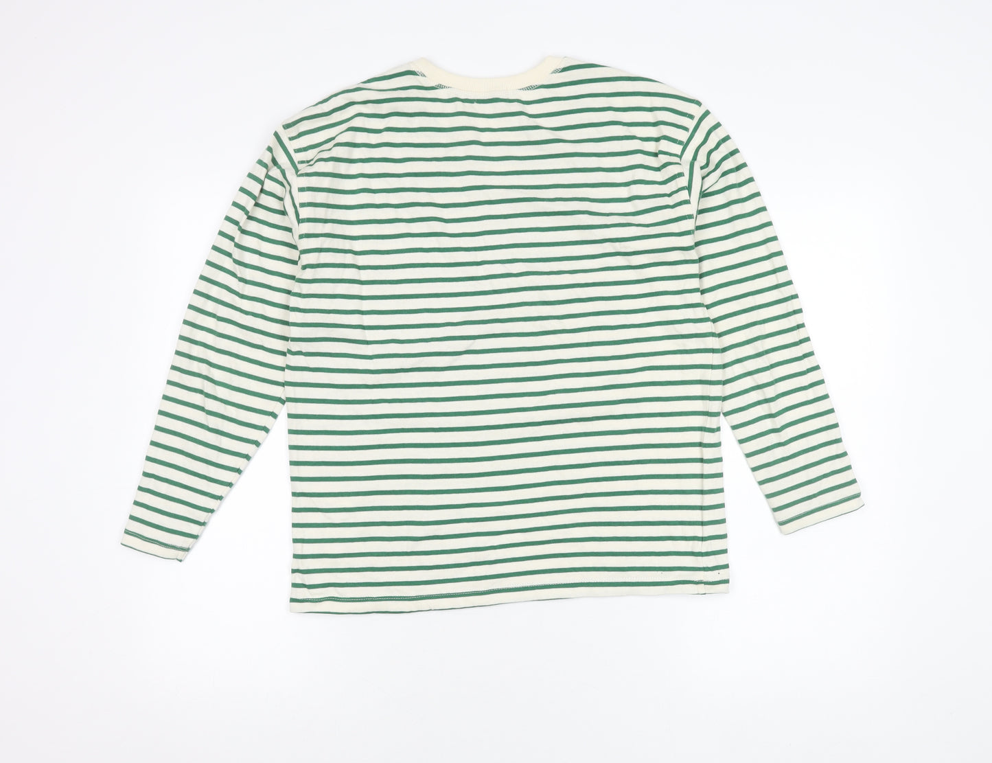 Stradivarius Women's Green Striped Long Sleeve T-Shirt XS
