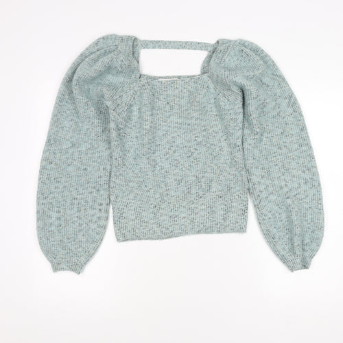JustFab Women's Blue Square Neck Jumper, Size S