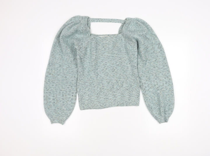 JustFab Women's Blue Square Neck Jumper, Size S
