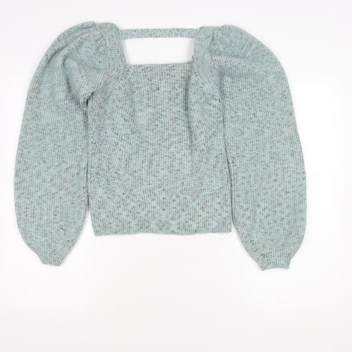 JustFab Women's Blue Square Neck Jumper, Size S