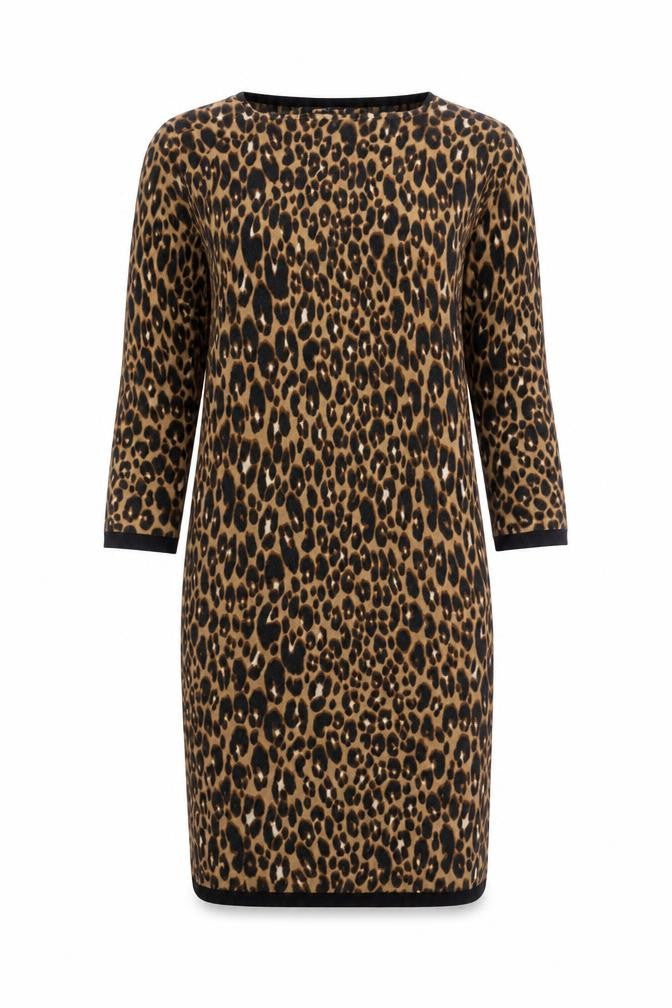 Front view of Next Women's Brown Animal Print Dress, size 10
