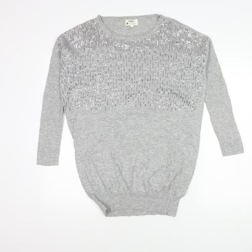 Next Women's Grey Sequin Jumper Size 10