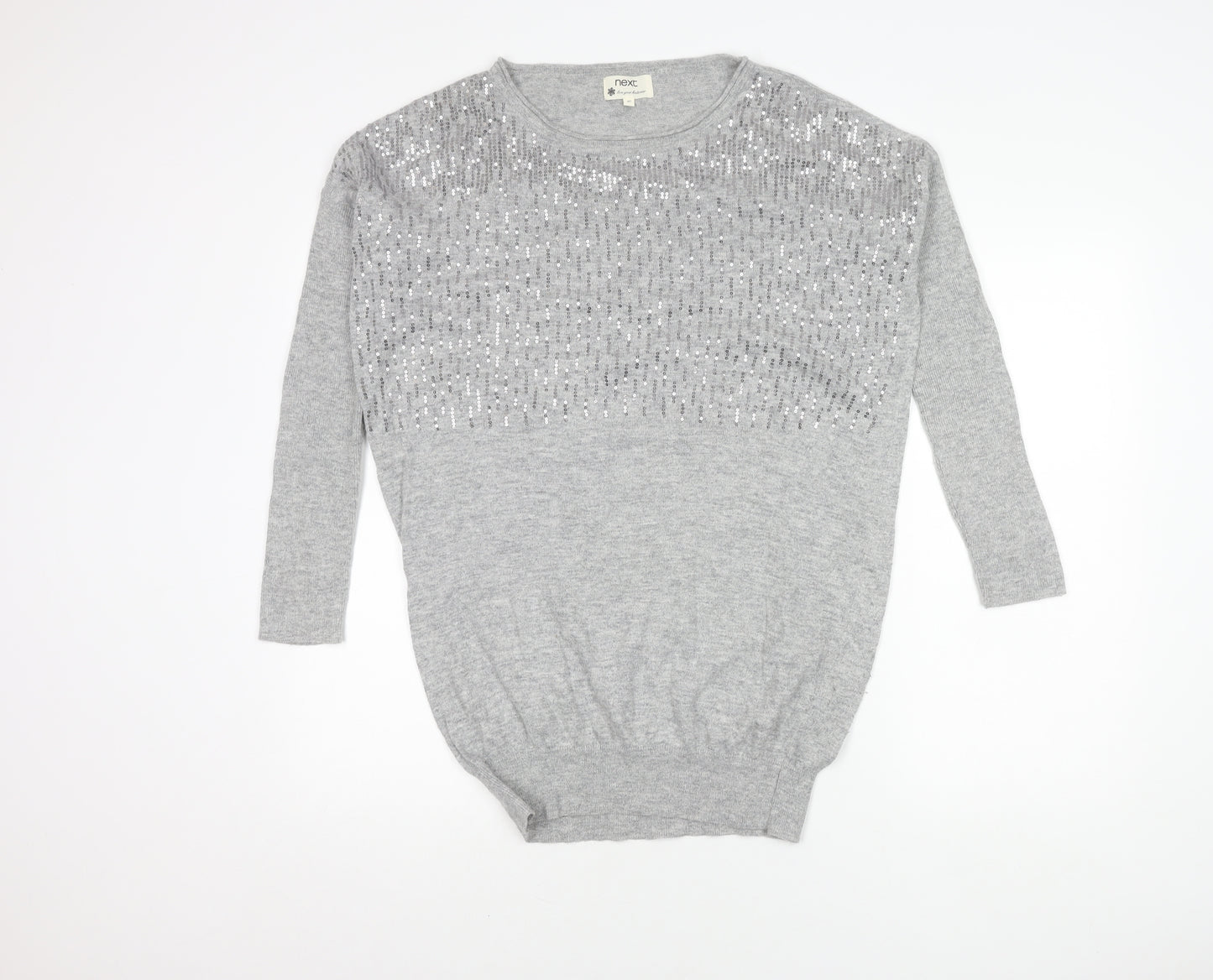 Next Women's Grey Sequin Jumper Size 10