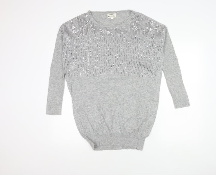 Next Women's Grey Sequin Jumper Size 10