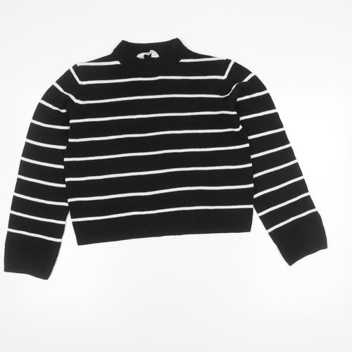H&M Unisex Kids Black Striped Pullover Jumper - Size 14 Years