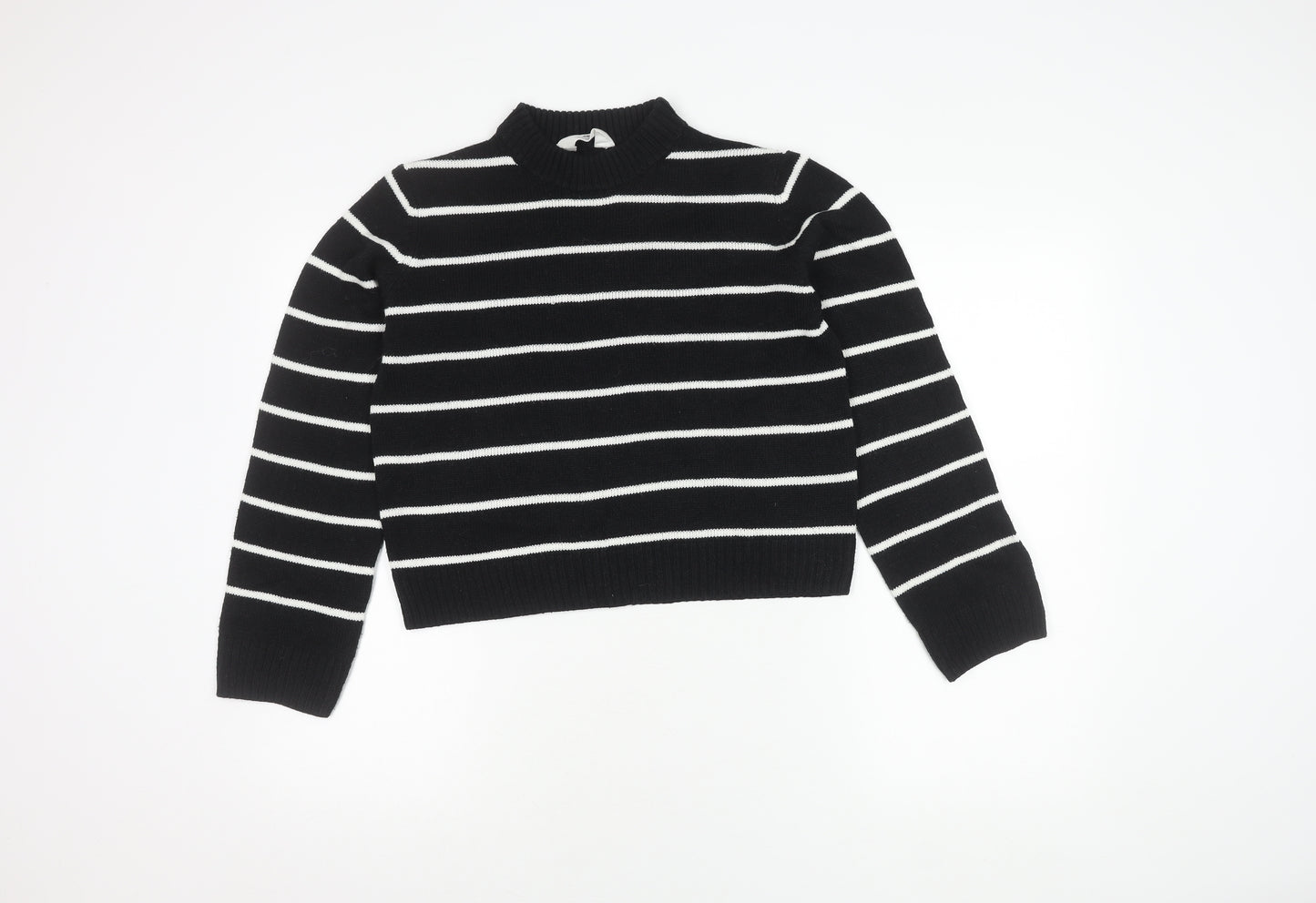 H&M Unisex Kids Black Striped Pullover Jumper - Size 14 Years