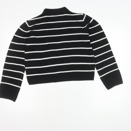 H&M Unisex Kids Black Striped Pullover Jumper - Size 14 Years