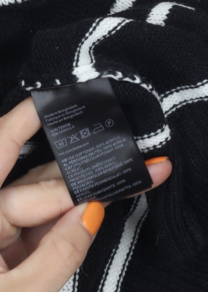 H&M Unisex Kids Black Striped Pullover Jumper - Size 14 Years