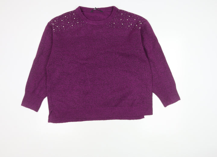 Bonmarché Women's Purple Chunky-Knit Pullover Jumper Size 20