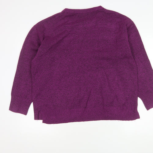 Bonmarché Women's Purple Chunky-Knit Pullover Jumper Size 20