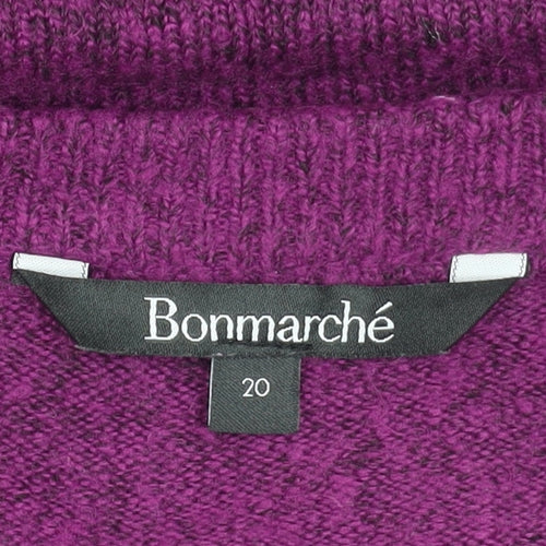 Bonmarché Women's Purple Chunky-Knit Pullover Jumper Size 20