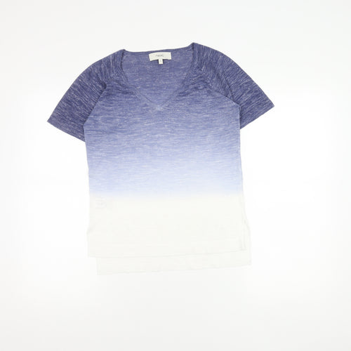 Next Blue V-Neck Women's Knit T-Shirt Size 6