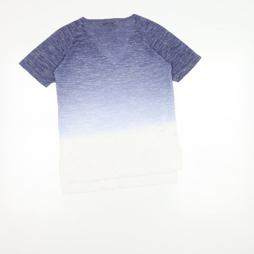 Next Blue V-Neck Women's Knit T-Shirt Size 6