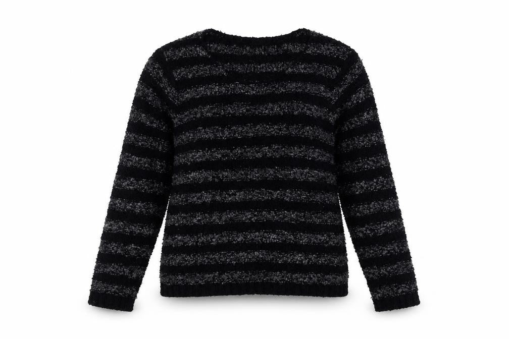 Front view of M&Co Women's Blue Striped jumper, size 14