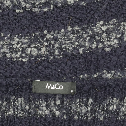 M&Co Women's Blue Striped Pullover Jumper Size 14
