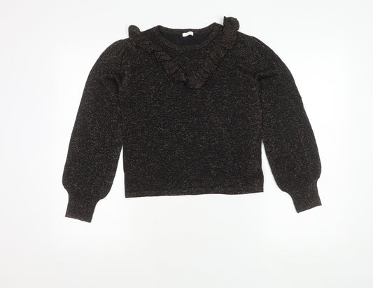 Front view of Next girls’ black glitter jumper, size 11yrs, pullover style