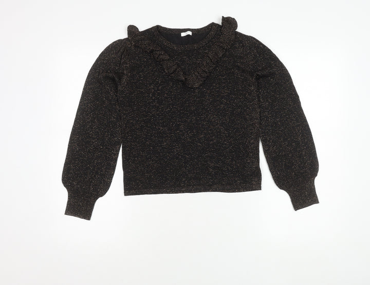 Next Girls Black Glitter Jumper, Size 11yrs, Pullover Style