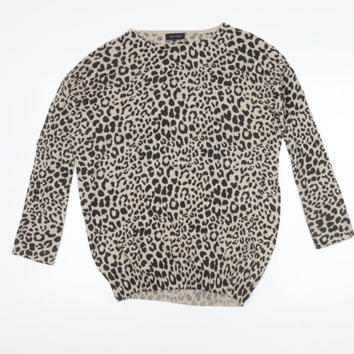 New Look Women's Beige Animal Print Pullover Jumper Size 12