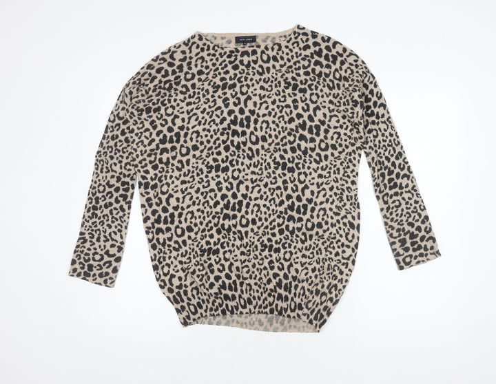 New Look Women's Beige Animal Print Pullover Jumper Size 12