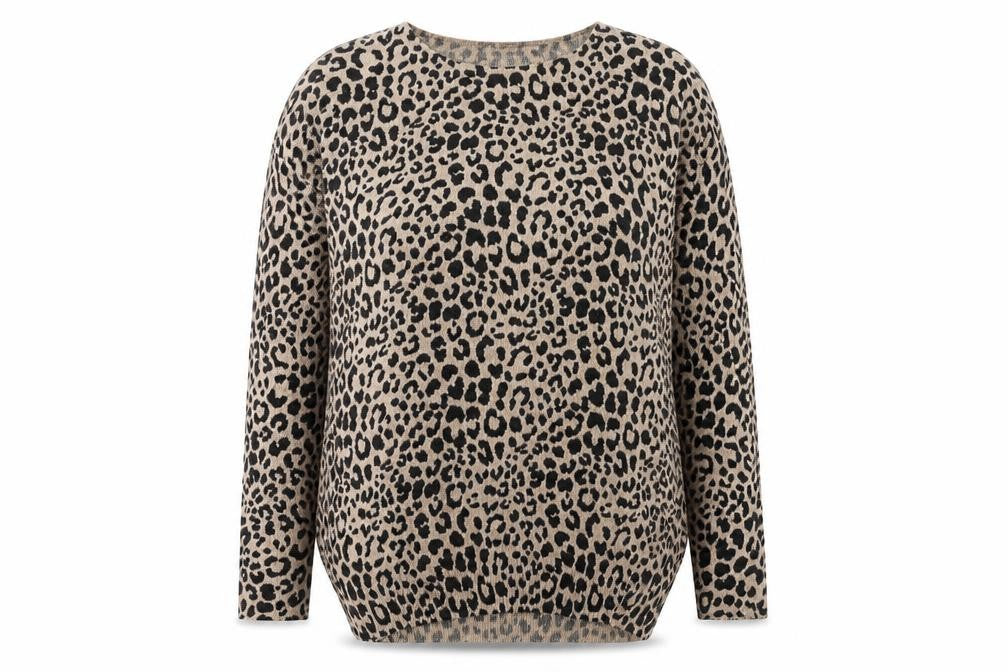 Front view of New Look Women's Beige Animal Print jumper, size 12
