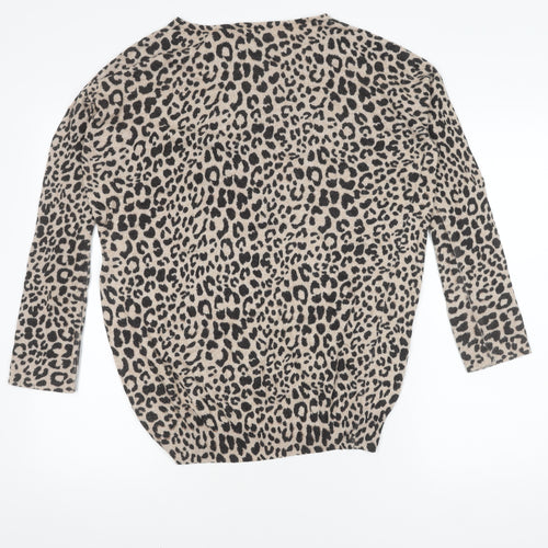 New Look Women's Beige Animal Print Pullover Jumper Size 12