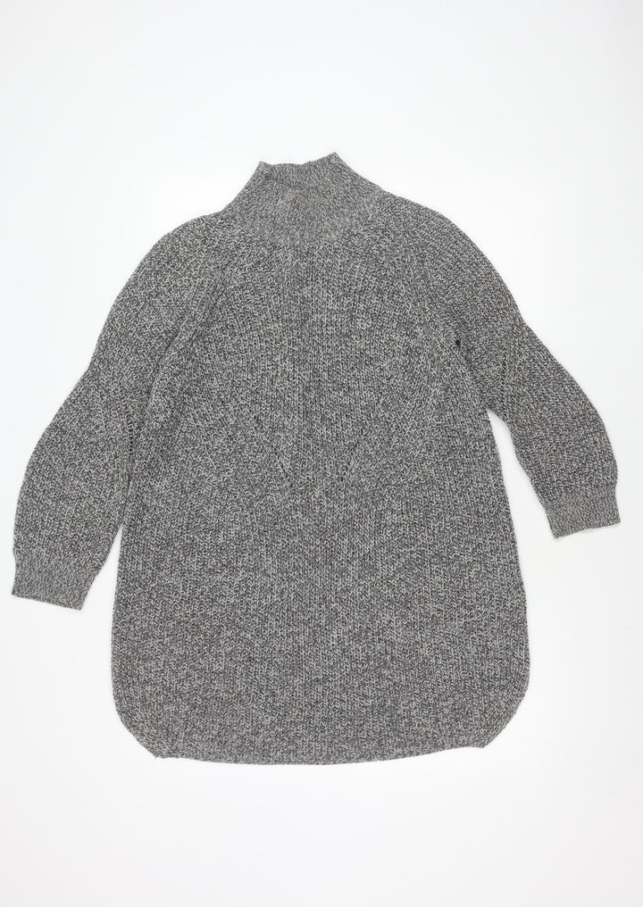 Topshop Women's Grey Chunky-Knit Acrylic Jumper, Size 8