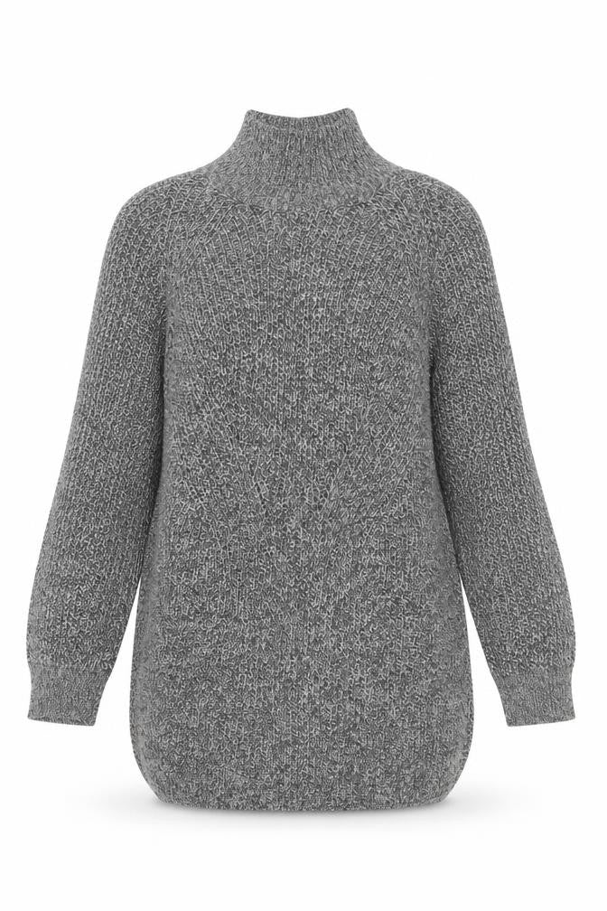 Front view of Topshop Women's Grey Chunky-Knit Acrylic Jumper, size 8