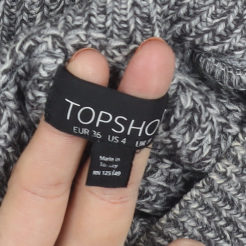 Topshop Women's Grey Chunky-Knit Acrylic Jumper, Size 8