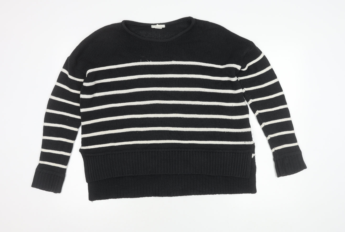 H&M Women's Black Striped Pullover Jumper, Size S