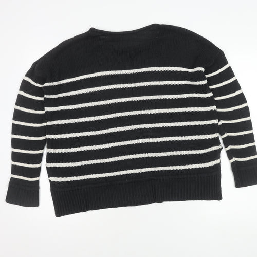 H&M Women's Black Striped Pullover Jumper, Size S