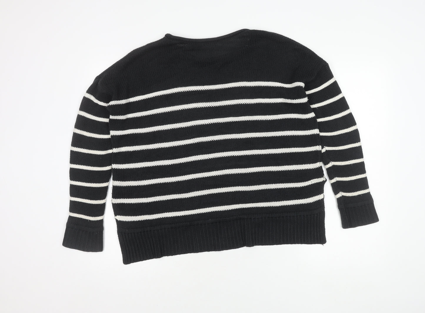 H&M Women's Black Striped Pullover Jumper, Size S