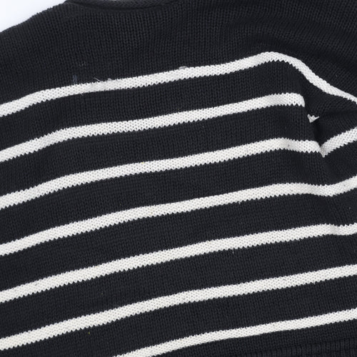 H&M Women's Black Striped Pullover Jumper, Size S