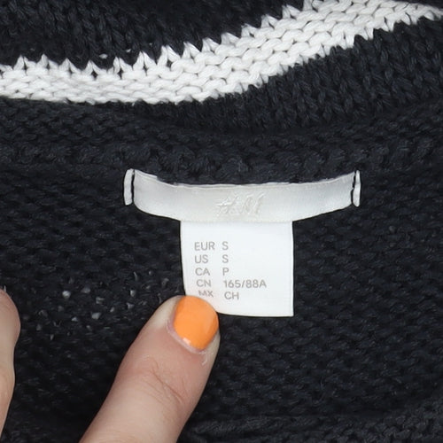 H&M Women's Black Striped Pullover Jumper, Size S