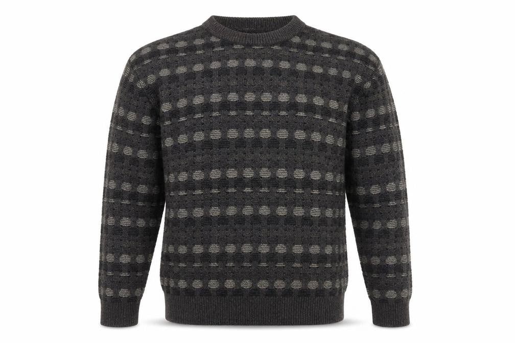 Front view of Towncraft Men's Grey Geometric jumper S