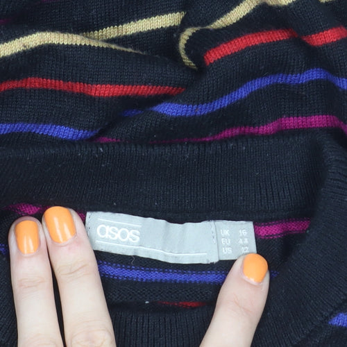ASOS Women's Multicoloured Striped Pullover Jumper - Size 16