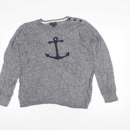 Nautica Women's Blue Knit Pullover Jumper Size L